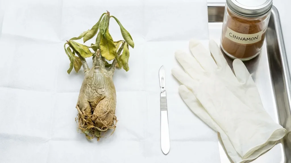 UTI das Plantas: Passo a Passo Urgente Para Salvar Rosa do Deserto Fraca ou Murcha, guia rápido com reanimação, poda e prevenção de doenças